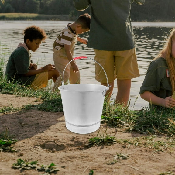 LULULION Vintage Metal Flower Bucket with Handle Multipurpose Sturdy Aluminum Bucket for Home Use