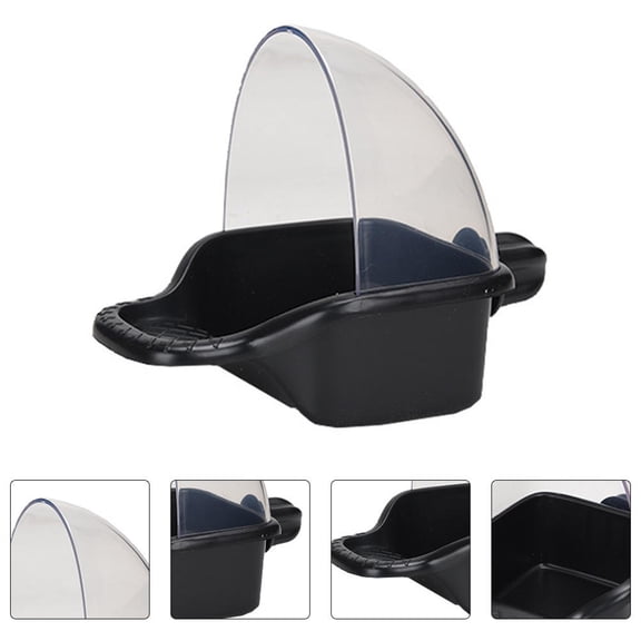 Niceauty 1Pc Transparent Bird Feeding Bowl Black Plastic For Finches And Lovebirds