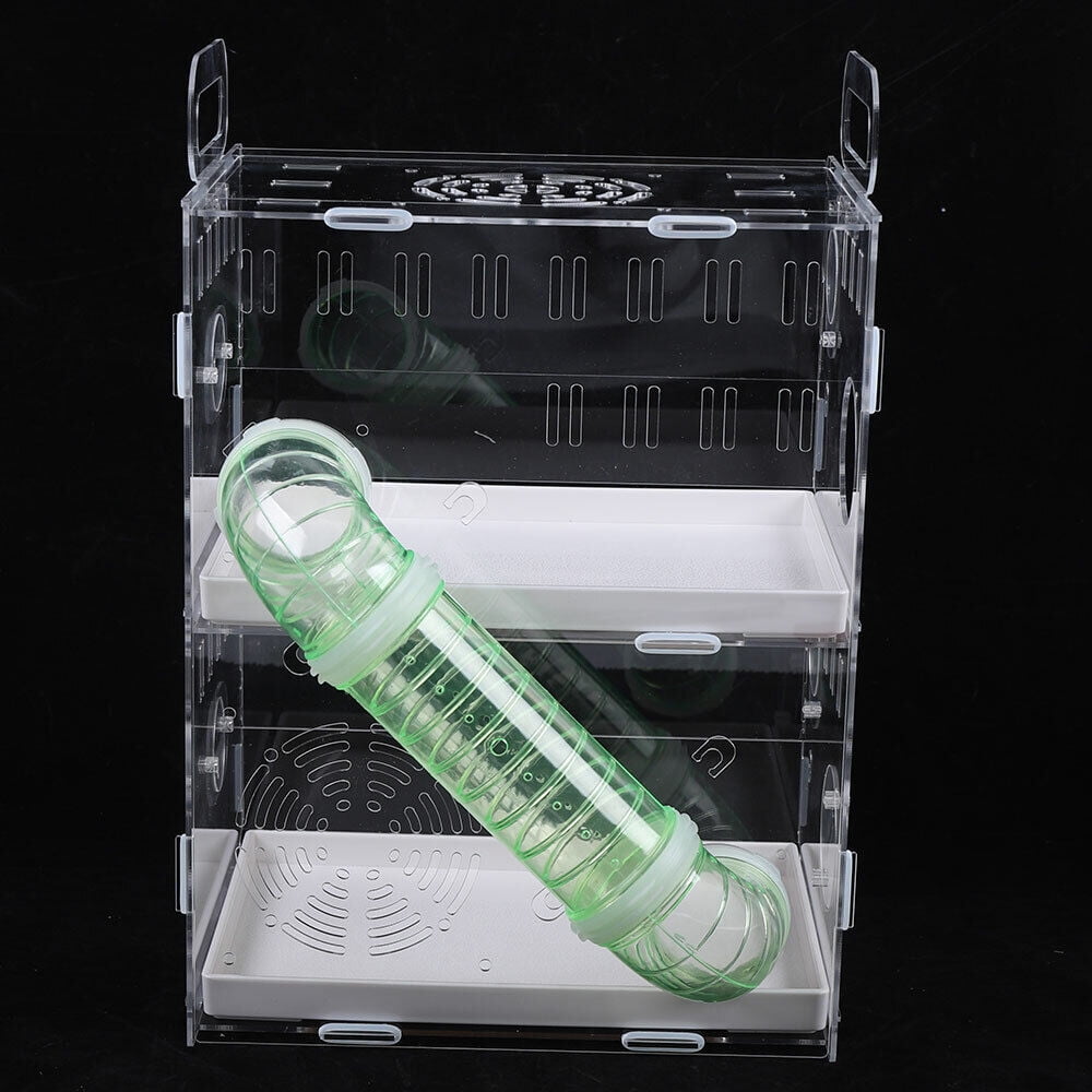 Fichiouy Acrylic 2-Levels Hamster Cage Rat House Palace Mouse Habitat Gerbil Home