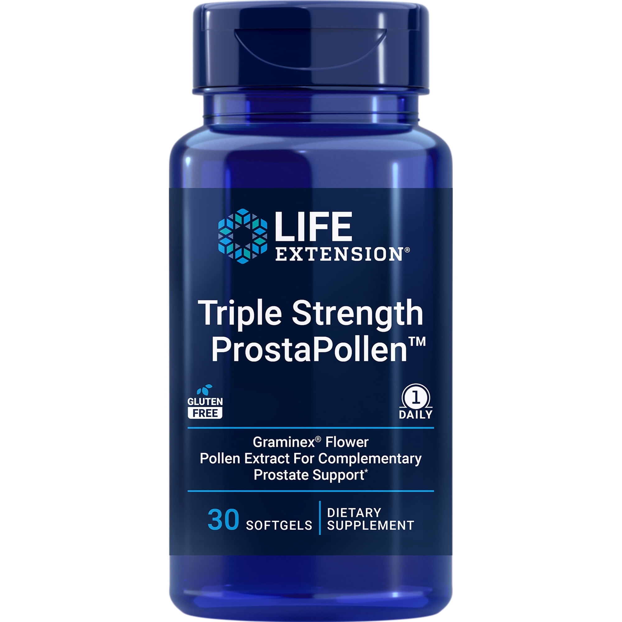 Life Extension Triple Strength ProstaPollen™, prostate health, prostate function, flower pollen extract, gluten free, 30 softgels
