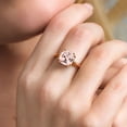thumbnail image 4 of Gem Stone King 4.32 Ct Cushion Peach Simulated Morganite 18K Rose Gold Plated Silver Double Prong Ring, 4 of 6