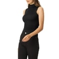 thumbnail image 4 of INSPIRE CHIC Women's Top Sleeveless Mock Neck Sweater Fitting Knit Basic Vest Tank Tops S Black, 4 of 5