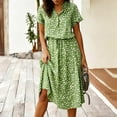 thumbnail image 2 of Alkepwun Dresses for Women V Neck Polka Dot Print Drawstring Elastic Waist Short Sleeve Midi Dress Loose Casual A-Line Summer Everyday Flowy Dresses, 2 of 5