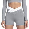 thumbnail image 1 of Gibobby Shorts Gym Mujer Pantalones cortos de cintura en V Pantalones cortos de levantamiento de glúteos Mujeres Entrenamiento Pantalones cortos de yoga(Gris, L), 1 of 5