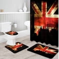 thumbnail image 3 of FMSHPON Retro 4 Piece Bathroom Set Shower Curtain Bath Rug Contour Mat and Toilet Lid Cover, 3 of 8