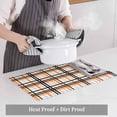 thumbnail image 4 of Orange Black Plaid Placemats for Dinning Table Set of 6, Farmhouse Orange Black Checkered Burlap Kitchen Place Mats Waterproof Cloth Table Mats, Indoor Outdoor Placemats Easy Clean Dinner Decor, 4 of 8