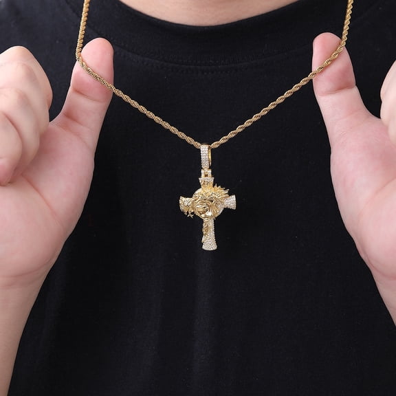 Religious 14K White Gold Cross Pendant Necklace for Women Men Charms for Chain Choker Christian Jewelry
