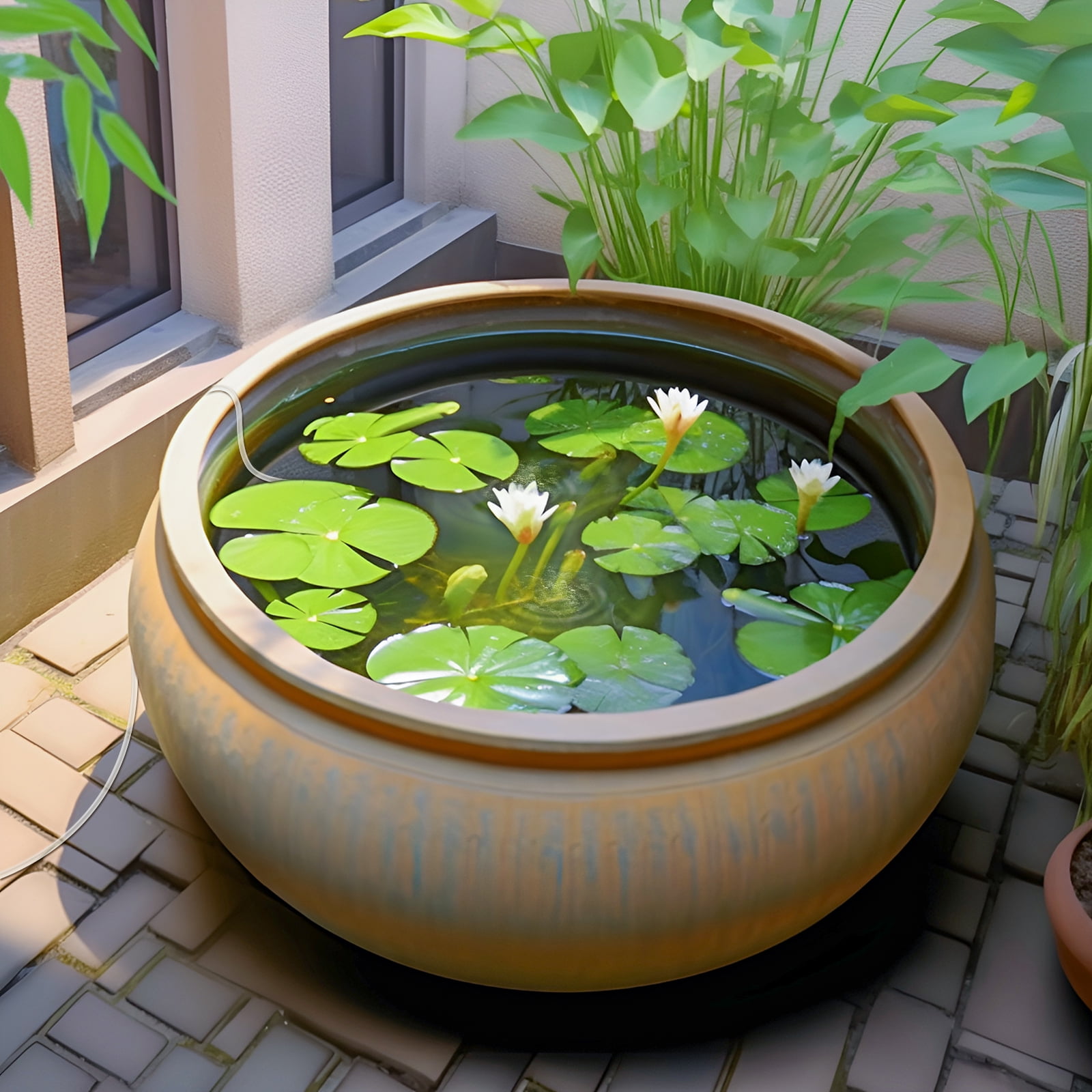 PChero Solar Pond Aerator, 2W & 2200mAh Solar Aquarium Air Pump with 2 Air Stone, 2 Modes Bubbler for Aquarium, Fish Tank, Outdoor Small Pond, Hydroponics