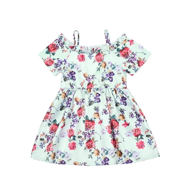 Xiaoluokaixin Xiaoluokaixin Toddler Baby Girl Sun Dress Off Shoulder Floral Printed Dress One Piece Summer Clothes Cqh Walmart Com Walmart Com
