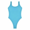 thumbnail image 2 of WREESH Womens One Piece Swimsuits Solid Color Swimwear Slim Swimsuit Bikini Straped Swimsuits Sleeveless Bathing Suits Blue, 2 of 7