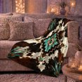 thumbnail image 5 of Turquoise Diamond Motif On Hide Look With Feather Shapes Pumpkins Lantern And Mantel Rustic Geometric Art, Soft Flannel Blanket for Bedroom and Living Room, 5 of 7