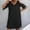 Black, variant on Zpanxa Summer Dresses for Women Fashion Casual V-Neck Solid Summer Lace Short Sleeve Mini Dress Black XL