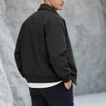 thumbnail image 5 of Jacket for Men Solid Color Long Sleeve Zip Up Regular Fit Casual Turn Collar Lightweight Breathable Daily Outdoor Travel Business Outerwear Coat Tops Black,XXL, 5 of 8