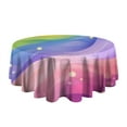 thumbnail image 5 of Rainbow Tie Dye Wave Pattern Round Tablecloth 60"x60",Wrinkle Wipeable Table Cloth for Kitchen Dining Room Picnic Patio Party, 5 of 6