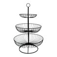 thumbnail image 3 of Soporte metálico para cesta de frutas Macarena 3 niveles bandeja desmontable 48cm Anillo negro, 3 of 8