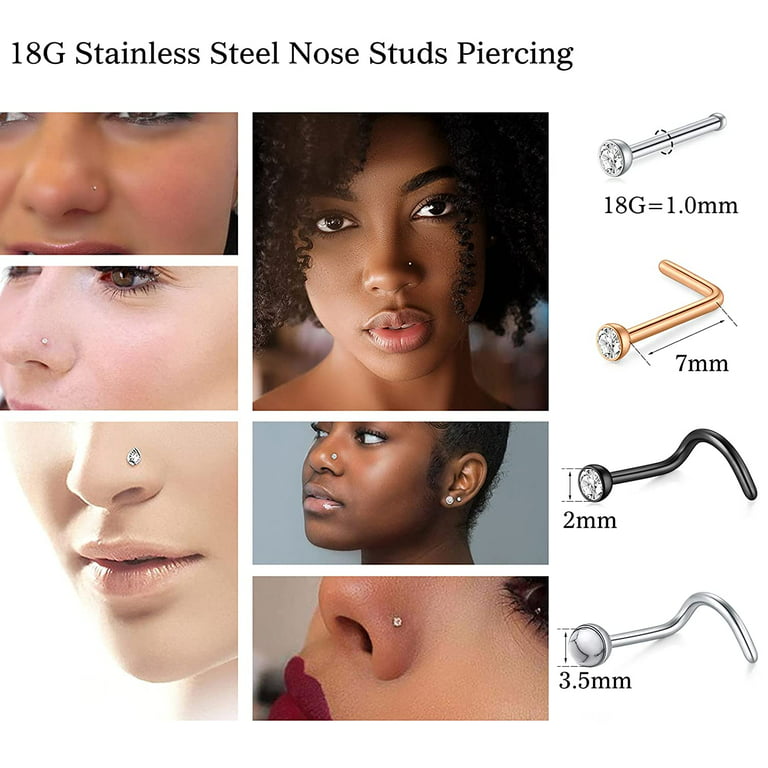 Briana Williams Nose Piercing Kit,Disposable Self Nose Piercing Gun Silver  Gold Black Nose Piercing Kit with 316L Stainless Steel Nose Rings Nostril  Studs Nose Ring Piercing Kit 