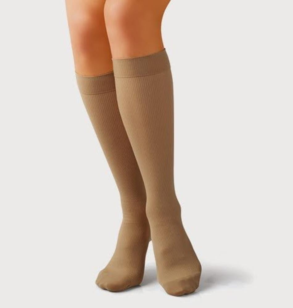 Tonus Elast Amber Fiber Elastic Medical Compression Below Knee Socks w/  Toecap - 10-18 mmHg - Large (Sand Beige) 