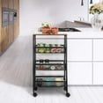thumbnail image 6 of Rustic 3-Tier Metal Wire Storage Kitchen Cart on Wheels, Black by Haitral, 6 of 8