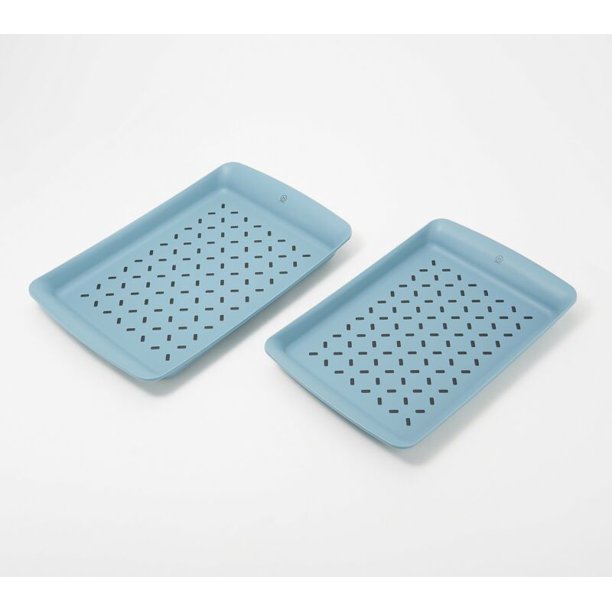 Henning Lee 2Pc Medium & Large Rectangle NonSlip Serving Trays Used