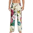 thumbnail image 2 of Goofa Bird Butterfly Rose Printed Soft Pajama Pants for Men, Wide Leg Comfy Casual Lounge Yoga Pants-Large, 2 of 9