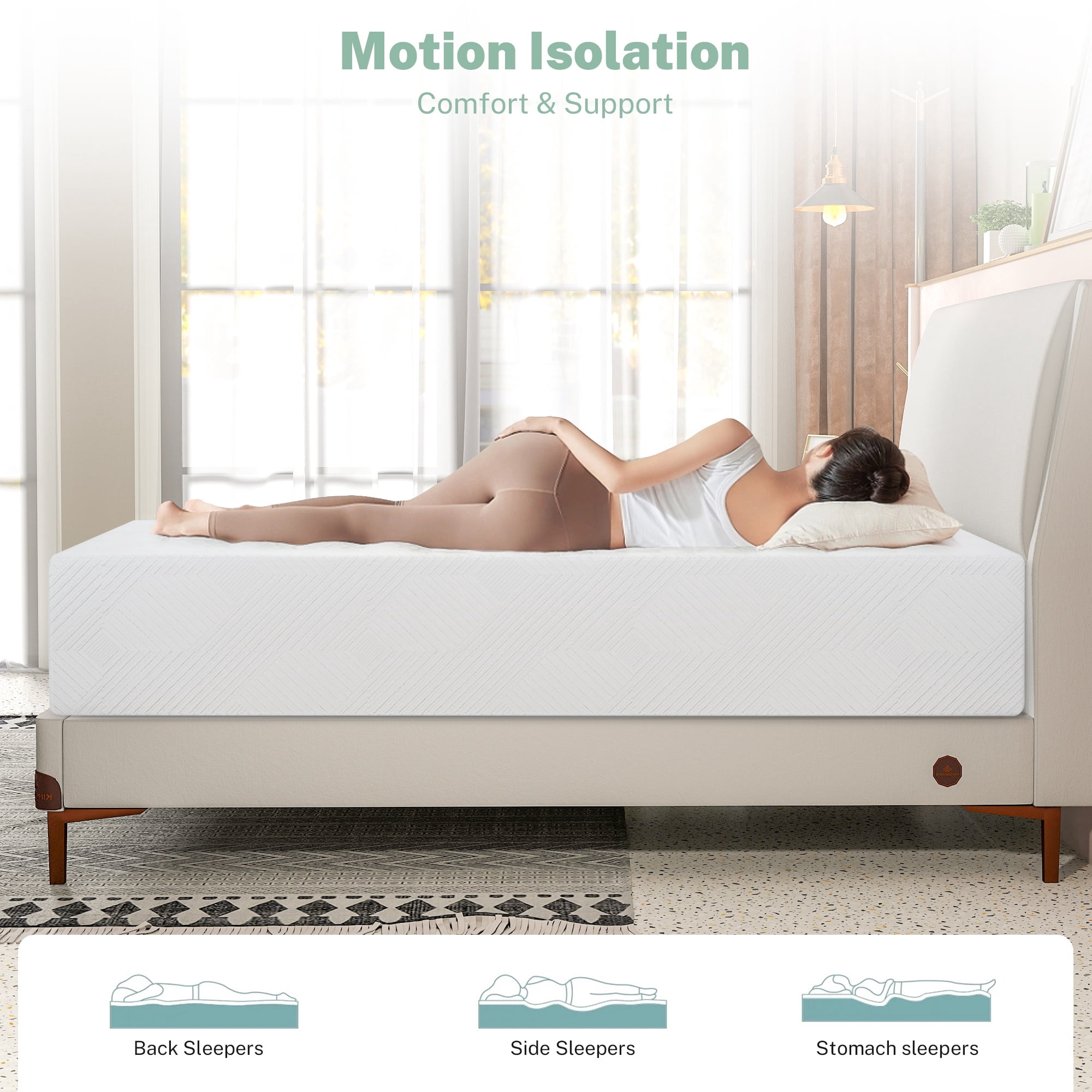 PORKISS 10in Cooling Gel Green Tea Memory Foam Mattress, Medium Firm, King