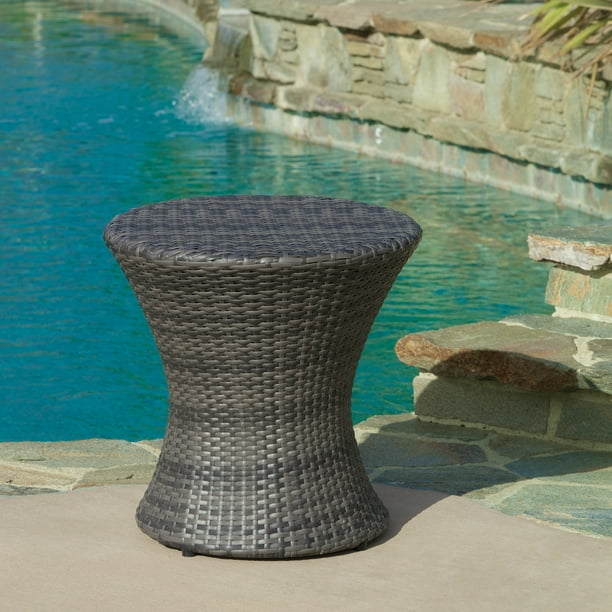 Beasley Wicker Outdoor Accent Table, Grey