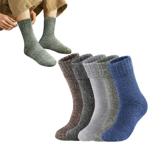 5 Pairs Merino Wool Socks for Men, Ultra Soft & Warm Thermal Winter Socks, Non-Slip Breathable Hiking & Daily Wear