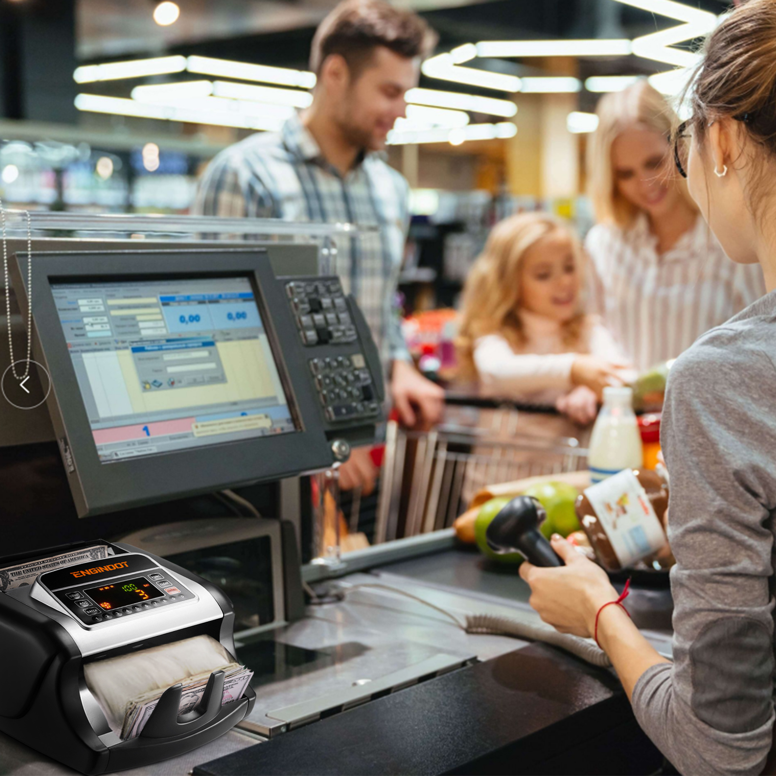 ENGiNDOT Money Counter Machine, UV/MG/IR Cash Counterfeit Detection, Dollar, Euro Bill Counter with Accessories