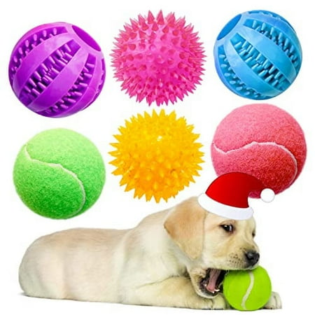 UPC: 0860003918777 | Pacific Pups Products 6 Pack of Dog Balls – Treat Balls  Squeaky Tennis & Spikey Balls