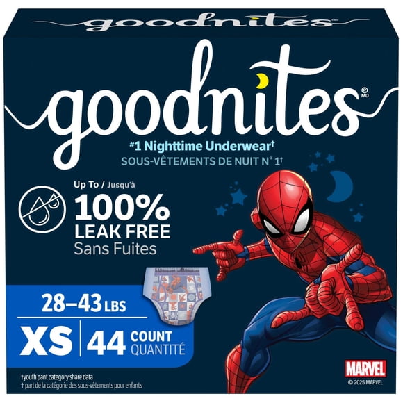 Goodnites Boys Nighttime Bedwetting Underwear, XS (28-43 lbs), 44 Count (Select for More)