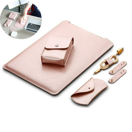 TECOOL Laptop Hülle 13 Zoll Tasche, Laptop Sleeve Kunstleder Schutzhülle Case für MacBook Air/Pro Retina 13,3, 13.5" Surface Laptop 1 2 3, Huawei MateBook D 14/ X Pro, Dell XPS 13 - Alte Rose