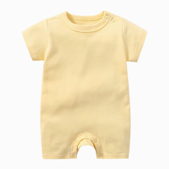 dmqupv Baby Outfits Boy Newborn Infant Baby Summer Embroidery Short Sleeve Crew Neck Romper Outfit Yellow,3-6 Months