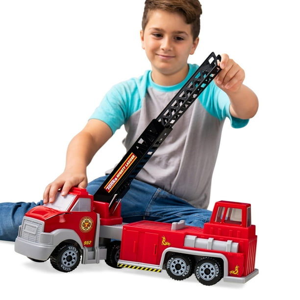 Camión de bomberos Tonka Steel Classics Hook N Ladder, fabricado con acero y plástico resistente, camión de construcción de juguete rojo para niños y niñas, niños pequeños a partir de 3 años