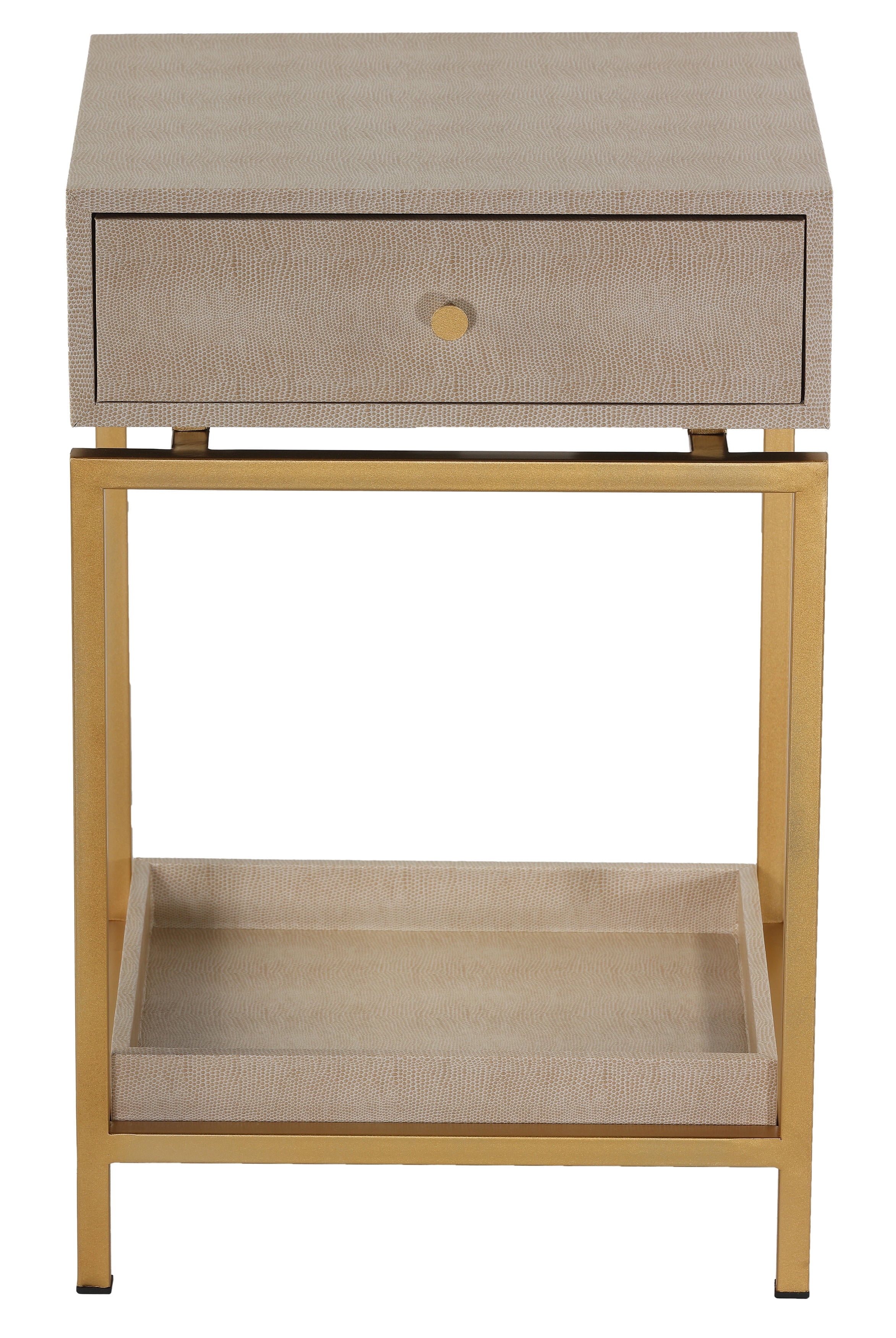 Cortesi Home Everett Nightstand End Table with Gold Metal Frame