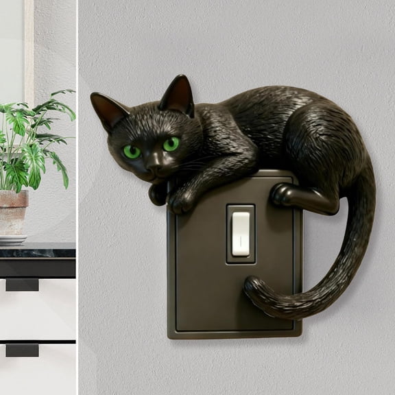 Dserhfy Black Cat Switch Cover 3D Dog Light Switch Cover Animal Toggle Switch Plate Cover Home Office Room Decorative Accessories