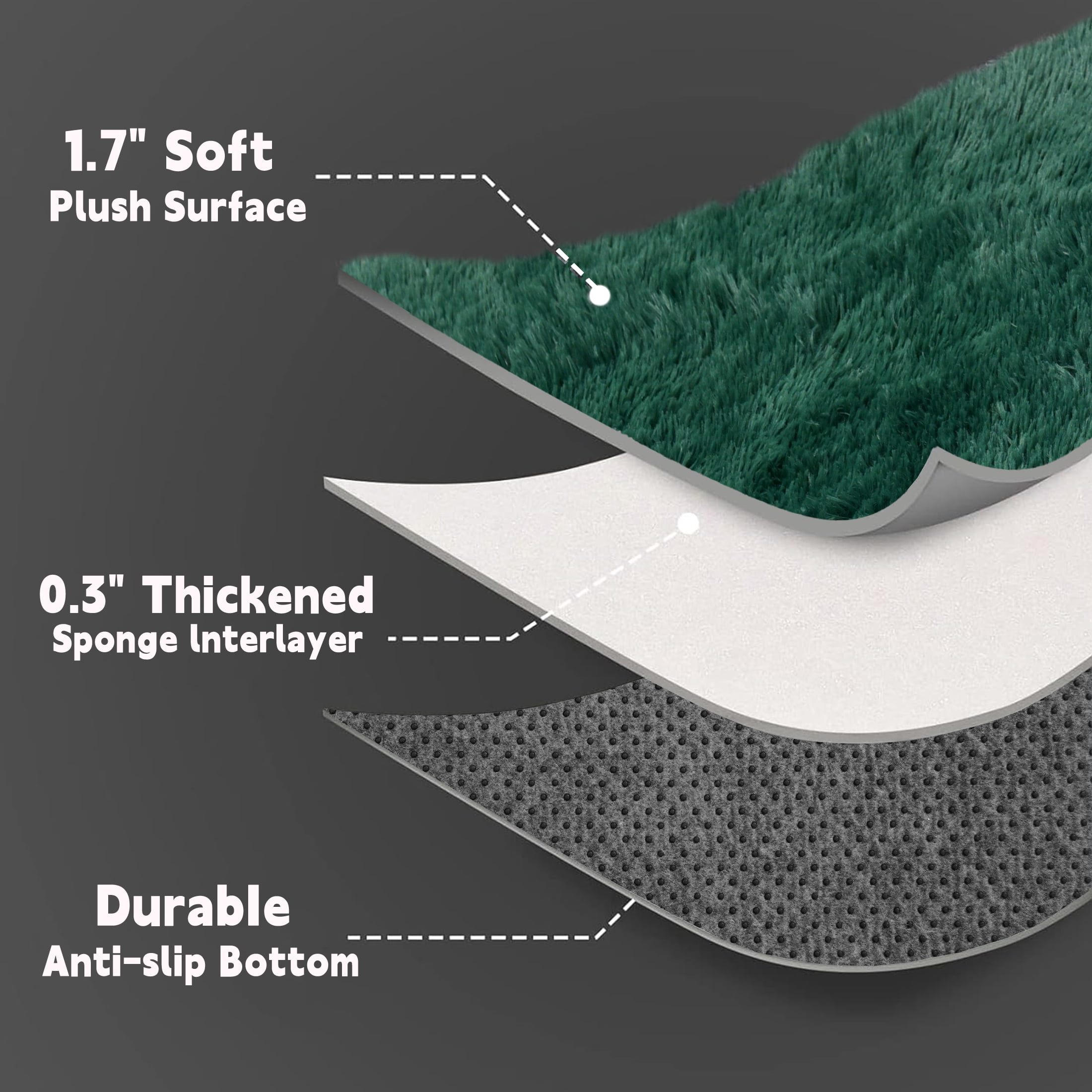ZENELESS 4'x6' Soft Rug Indoor Modern Fluffy Area Rugs for Living Room Bedroom Carpet Home Decor,Green