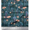 thumbnail image 1 of Soimoi Velvet Fabric Floral & Check Decor Fabric Printed Yard 58 Inch Wide, 1 of 3