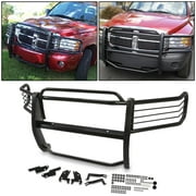 ECOTRIC Front Black Steel Bumper  HeadLight Grille Brush Guard Protection Compatible with 2004 2005 2006 Dodge Durango 4DR No Drill Installation