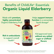 ChildLife Essentials Organic Liquid Elderberry: Immune Support for Kids, Natural Elderberry Flavor, 4 Fl Oz Bottle (Pack of 1)