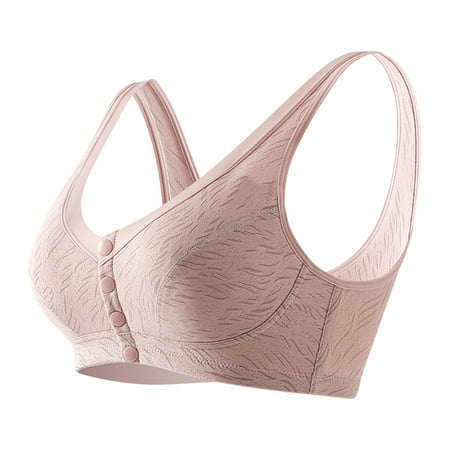 Zshosam Women Sexy Lace Front Button Shaping Cup Shoulder Strap Large Size Underwire Bra(Pink 40)