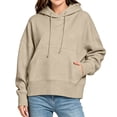 thumbnail image 2 of XRoczxe Women Classic Cropped Hooded Pullover Sweatshirt Drawstring Hood With Kangaroo Pocket Wrinkle Resistant Soft Casual Basic Top Assorted Solid Colors, 2 of 5