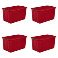 4-Pack Sterilite 45-Gallon Wheeled Storage Tote (Red Christmas)