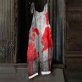 thumbnail image 6 of Halloween Jumpsuits for Women Linen Oversized Sleeveless Dressy Floral Print Adjustable Strap Rompers, 6 of 6