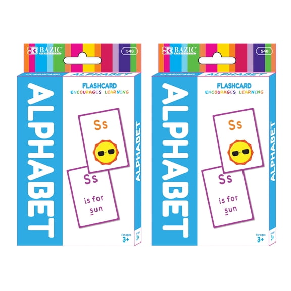 BAZIC Alphabet Flash Cards, Picture ABCs Letters (36/Pack), 2-Packs