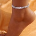 thumbnail image 3 of Tobillera de cadena de circonita cúbica brillante para mujer, pulsera de tobillo de Color plateado, sandalias descalzas, joyería para el pie, 3 of 3
