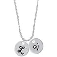 thumbnail image 1 of Delight Jewelry Silvertone Large Script Letter - L - 3/4'' Disc - Silvertone Script Initial Disc - V - Charm Necklace, 20"+3", 1 of 4