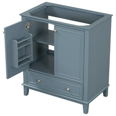 30" Bathroom Vanity without Sink, Base Only, Multi-functional Bathroom Cabinet with Doors and Drawer, Solid Frame and MDF Board, Blue