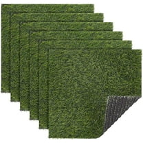 6 Pcs Artificial Grass Square Mat 12.2x12Inch Plastic Grass Turf Patch Green Garden Grassland Tiles Realistic Grassland Rug Turf Pads for Dogs Patio Indoor Outdoor Green