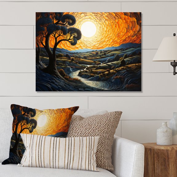 Designart "Countryside Winding River Collage" Landscapes Metal Wall Decor