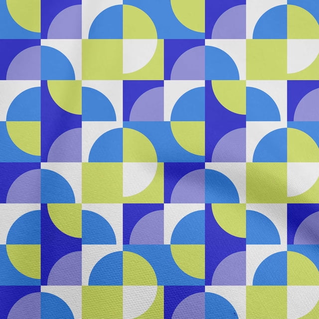 oneOone Cotton Silk Blue Fabric Geometric Craft Projects Decor Fabric Printed By The Yard 42 Inch Wide